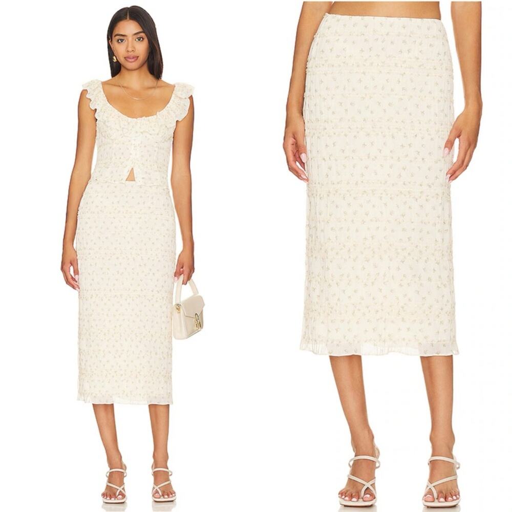 Camila Coelho Marbella Midi Skirt Coquette Aethereal in Ditsy Floral Print - XXS